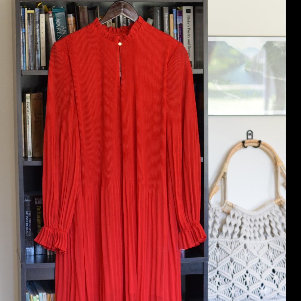 H&M Red Ruffle Midi Dress
